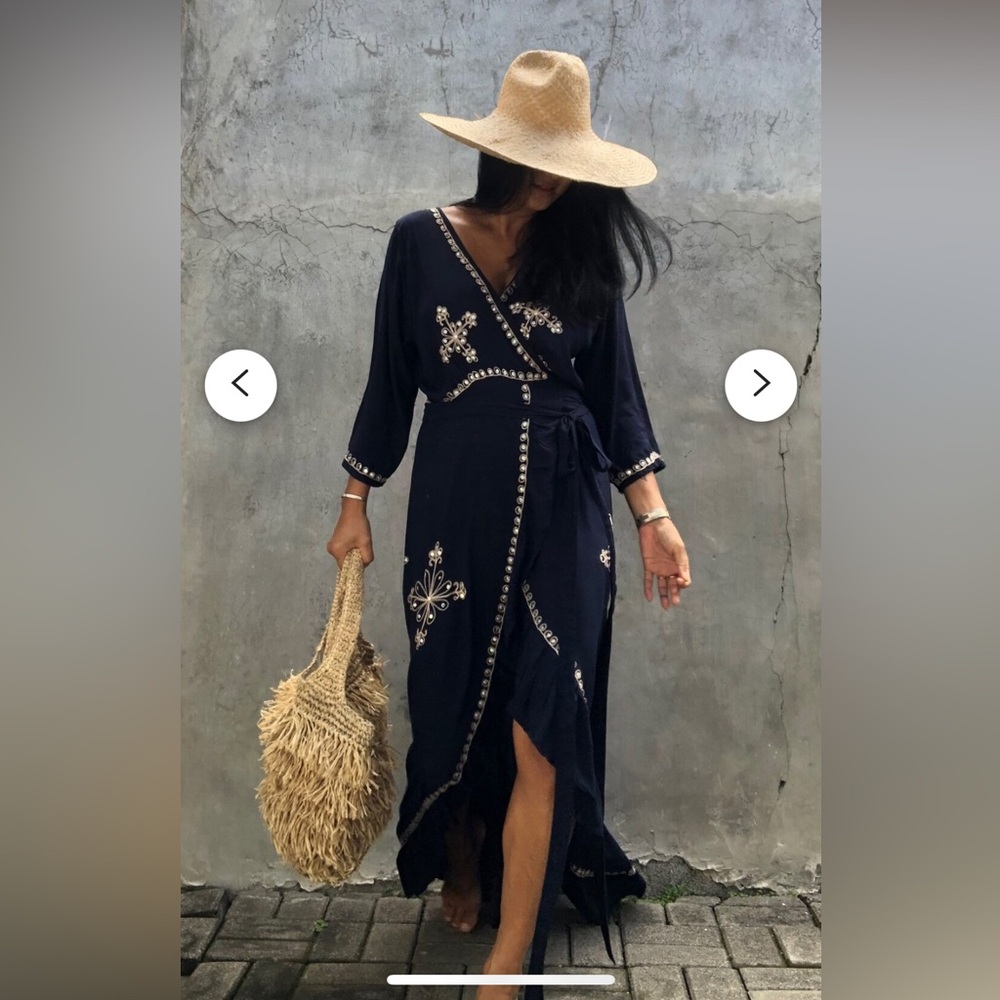 Style park handmade wrap dress, navy